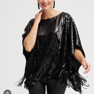 Chico’s Sequin Fringe Poncho
